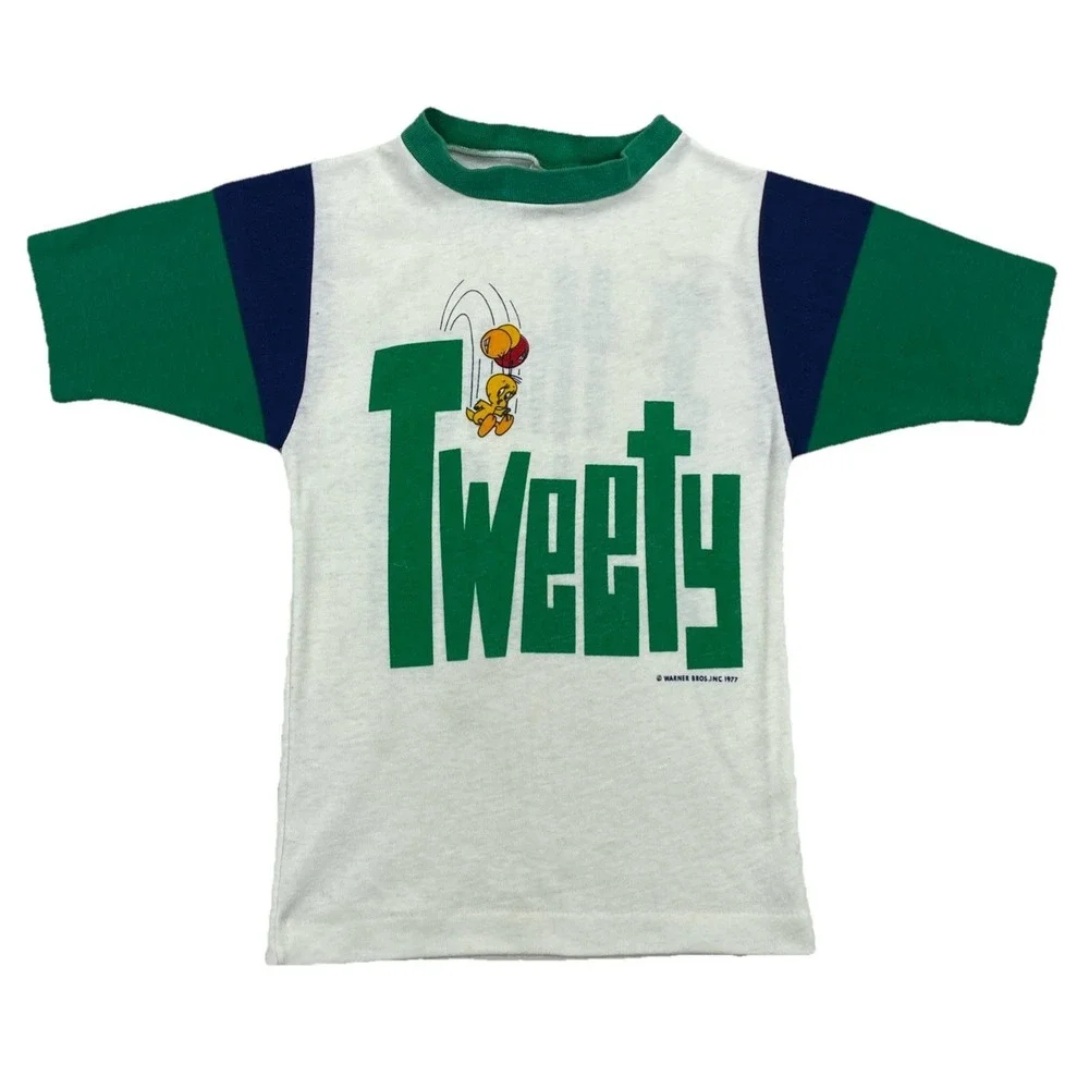 Vintage Tweety Bird I Thaw A Puddy Cat T-Shirt Warner Bros 1977 Kids